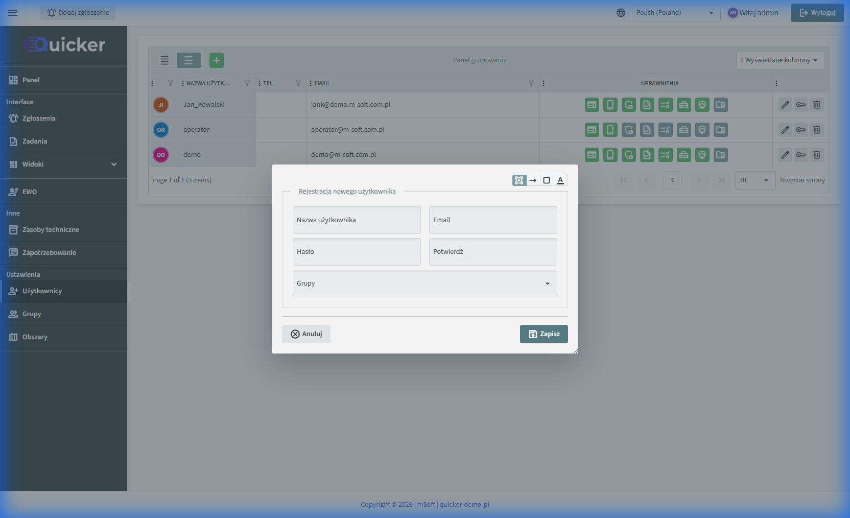 Formularz Rejestracji